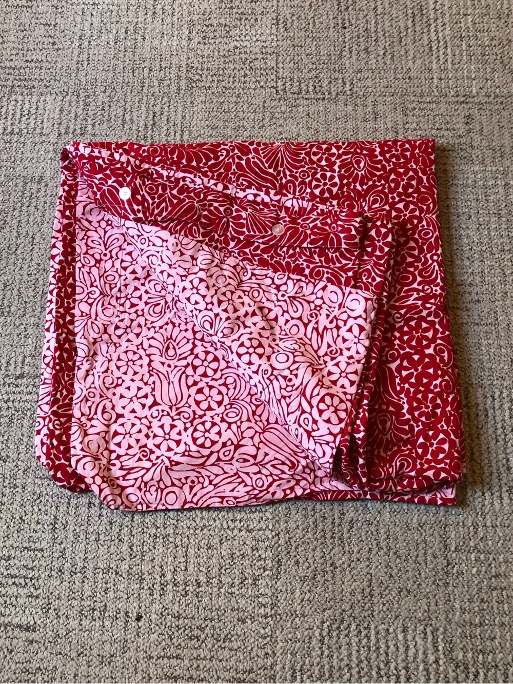 Crate & Barrel Red and White Floral Duvet Cover